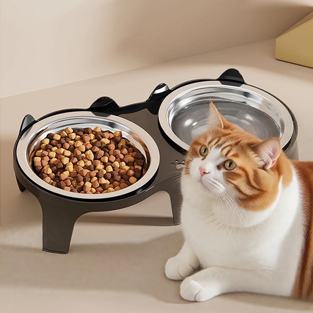 1PC Stainless Steel Cat Food & Water Bowl with Anti-Tip Design Large Capacity Easy-Eat Design for Pet Dog Cat Feeding Food Bowl